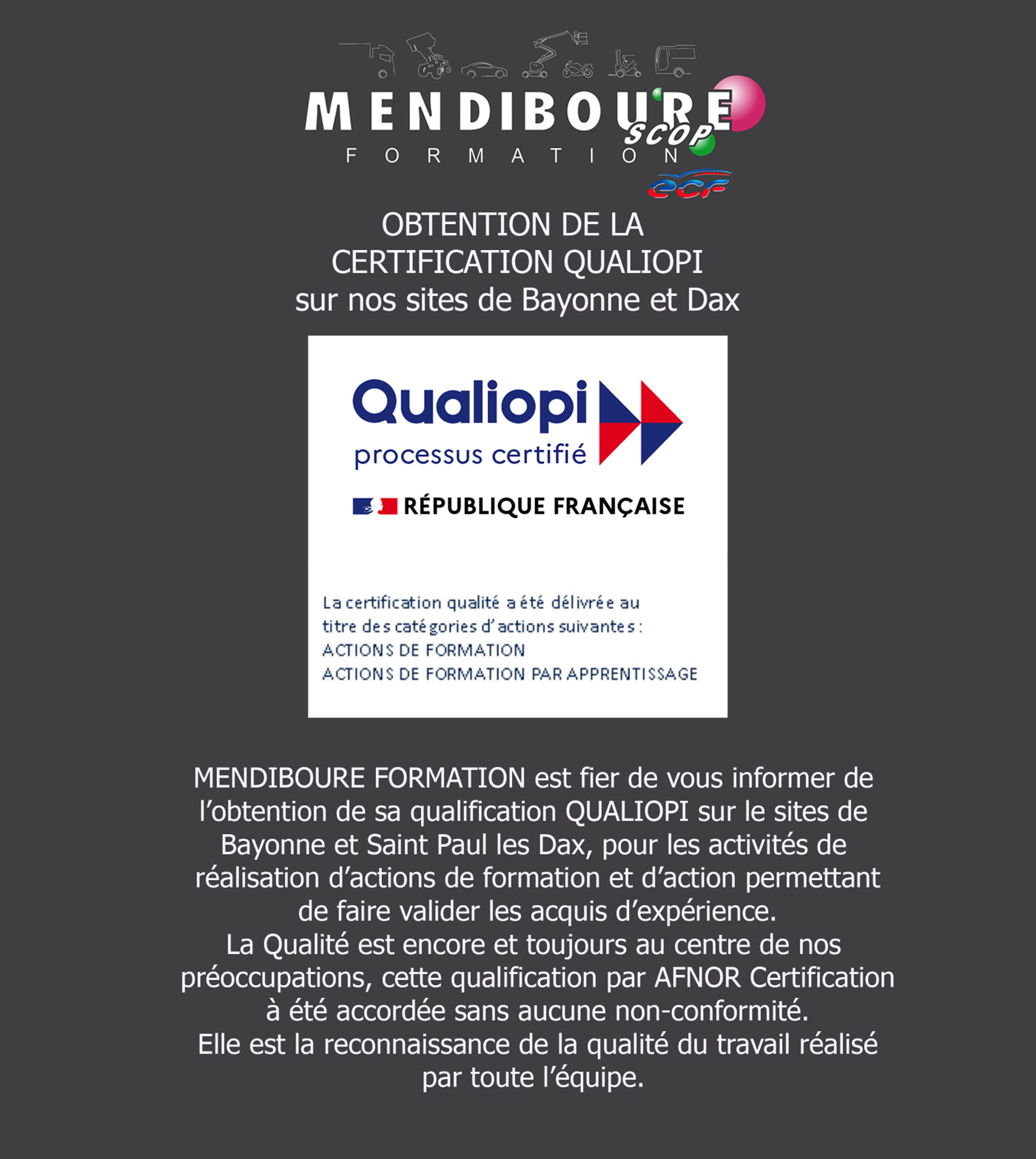 Certification Qualiopi Mendiboure Formation