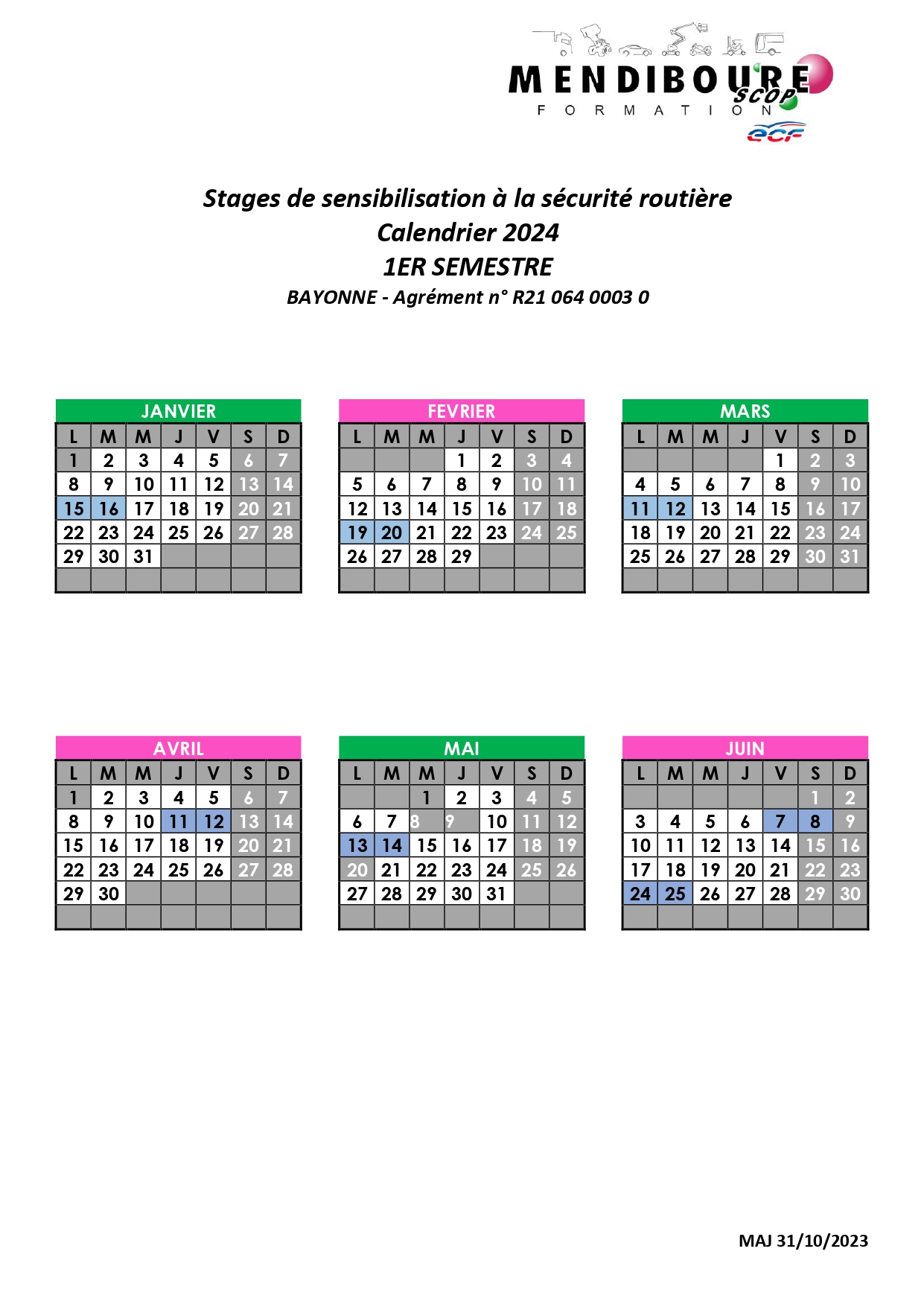 Calendrier Stages Pap 2024 1er Semestre A Diffuser Page 0001